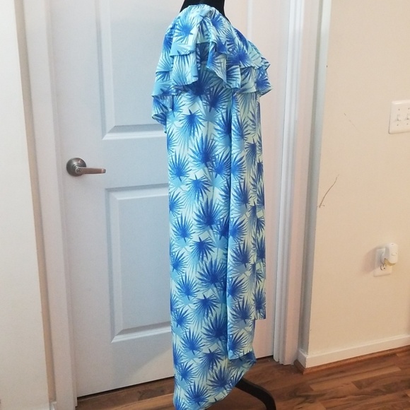 Vineyard Vines Electric Palm one Shoulder floral print summer dress Sz 10 - Picture 4 of 6